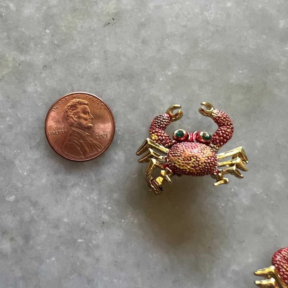 Vintage two Scatter Pins Moveable Claws Crab Red … - image 4