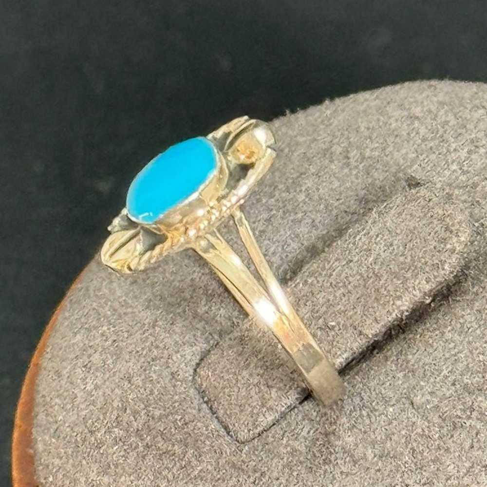 Vintage Sterling Silver 925 Small Turquoise Bezel… - image 2
