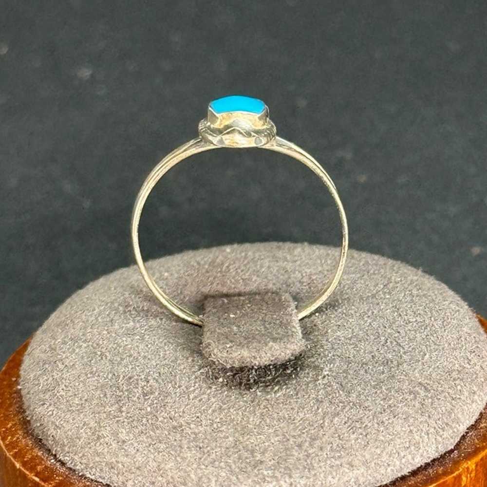 Vintage Sterling Silver 925 Small Turquoise Bezel… - image 3