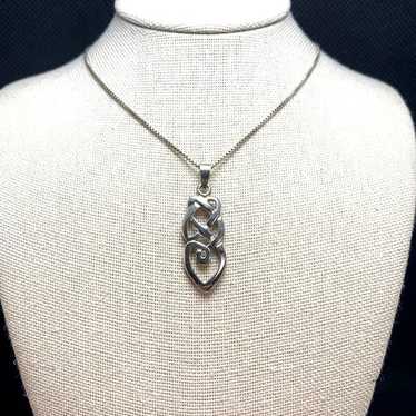 VTG Sterling Silver 925 Celtic Knot Heart Pendant… - image 1