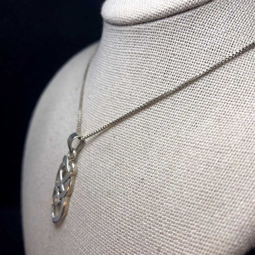 VTG Sterling Silver 925 Celtic Knot Heart Pendant… - image 4