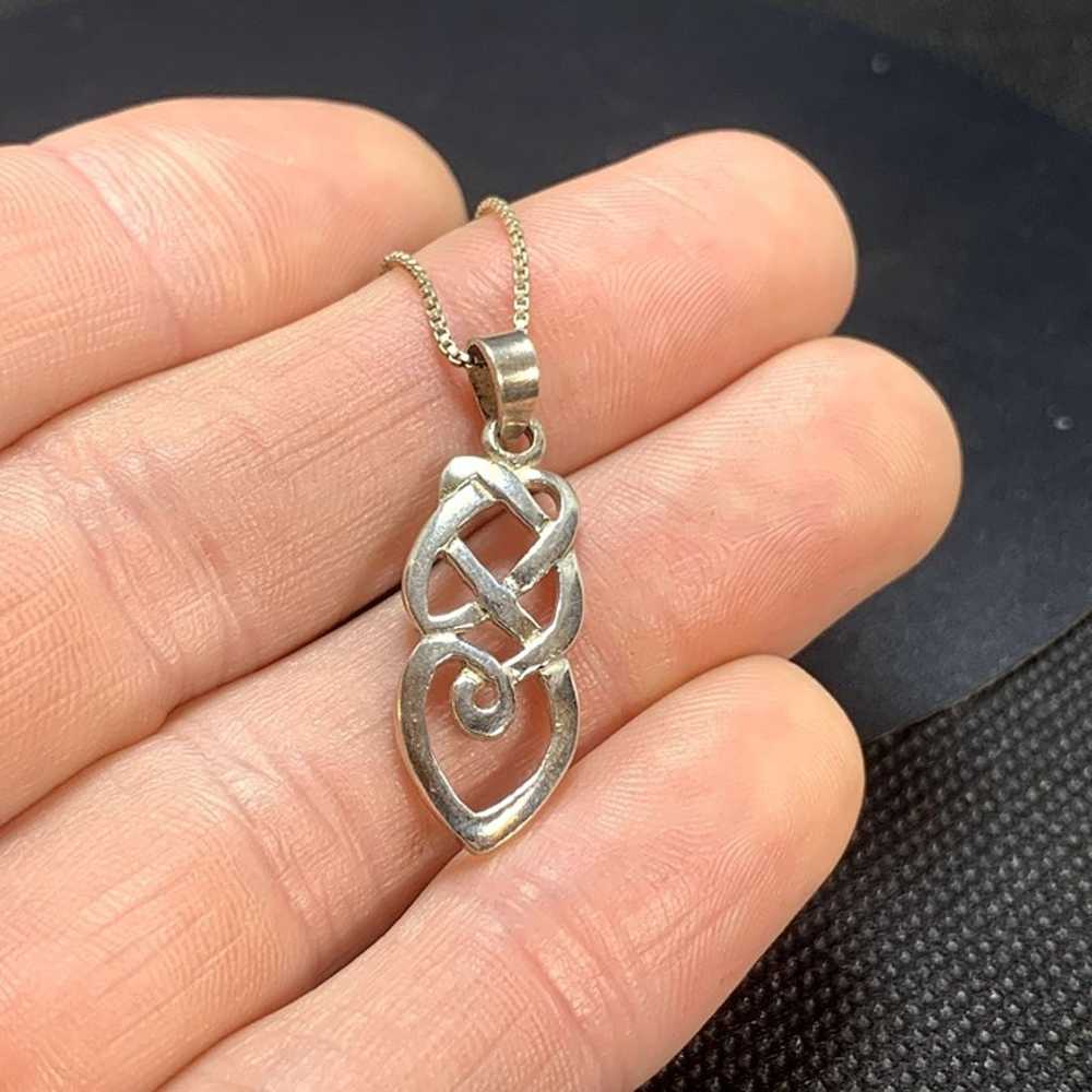 VTG Sterling Silver 925 Celtic Knot Heart Pendant… - image 6