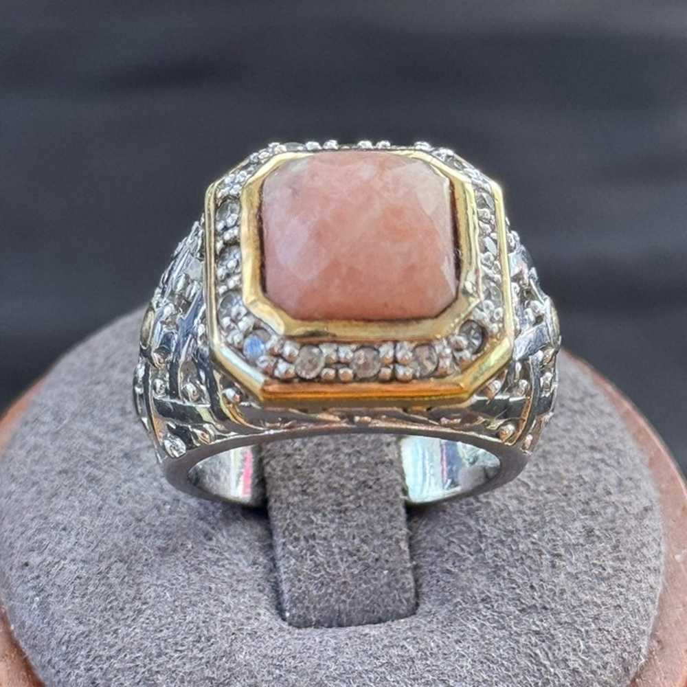 Vintage Sterling Silver 925 Rose Quartz Cubic Zir… - image 1