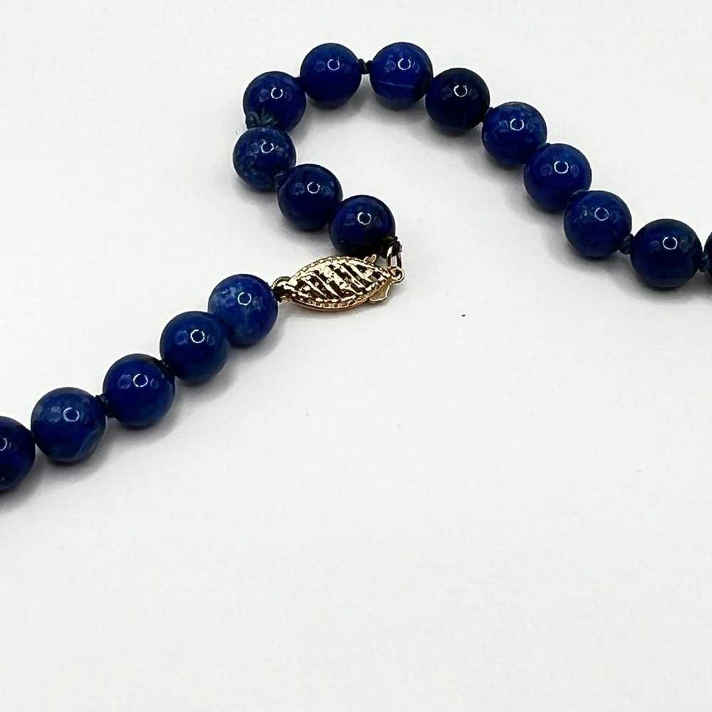 Vintage Lapis Lazuli Beaded Necklace with Pearl &… - image 3