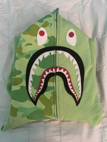 Bape Bape neon green shark fullzip hoodie