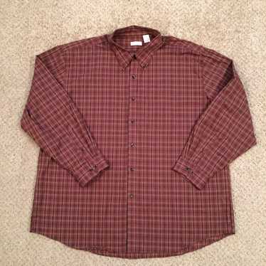 Van Heusen Van Heusen Shirt XXL Long Sleeve Brown… - image 1