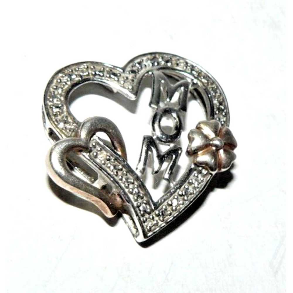 Diamond Accents 925 Sterling Silver Heart Mom w Y… - image 1