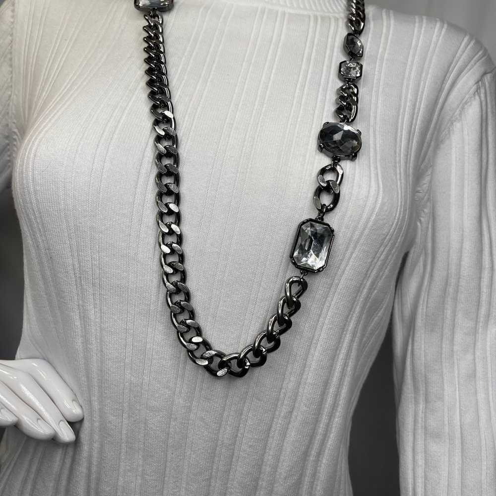Chico's chunky chain link necklace gray burnished… - image 10