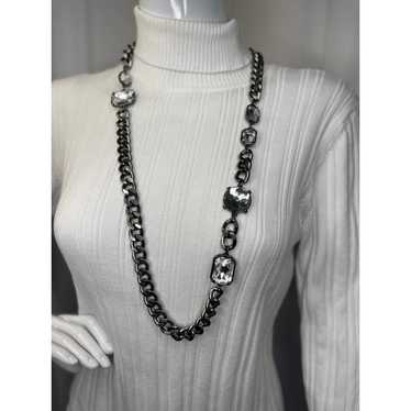 Chico's chunky chain link necklace gray burnished… - image 1