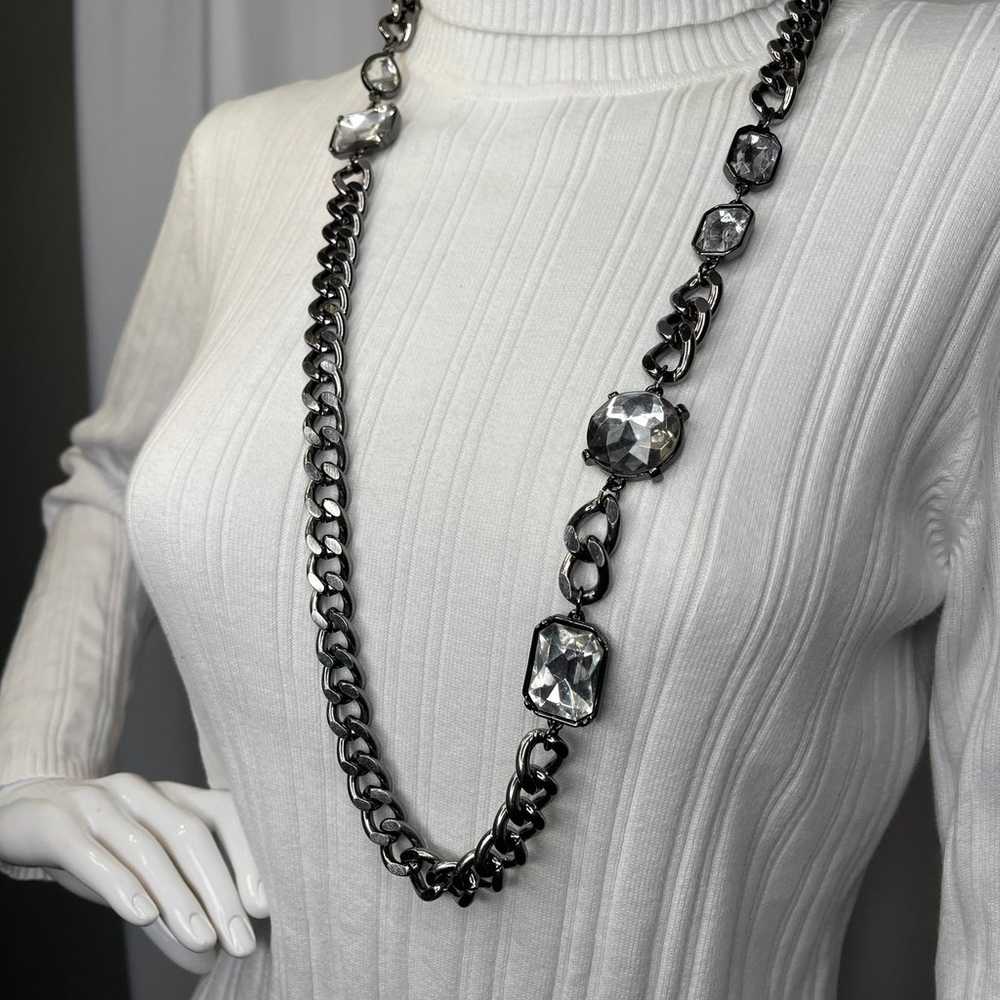 Chico's chunky chain link necklace gray burnished… - image 5