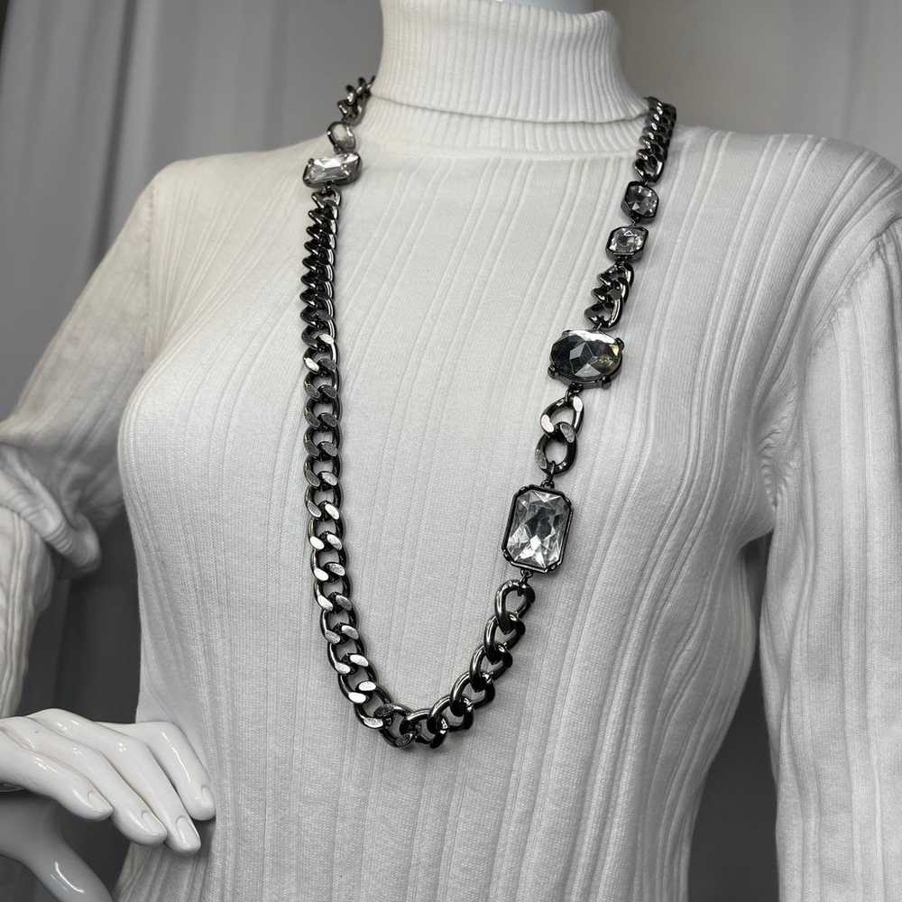 Chico's chunky chain link necklace gray burnished… - image 9