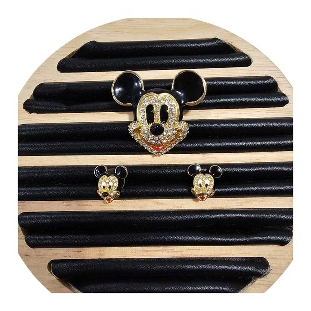 Disney Store Mickey Mouse Vintage Gold Tone Pave … - image 1