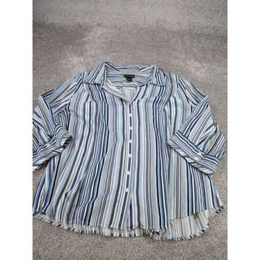 Vintage Lane Bryant Shirt Womens 26 Blue Striped … - image 1