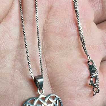 925 Sterling Silver Celtic Heart Pendant on a Ste… - image 1