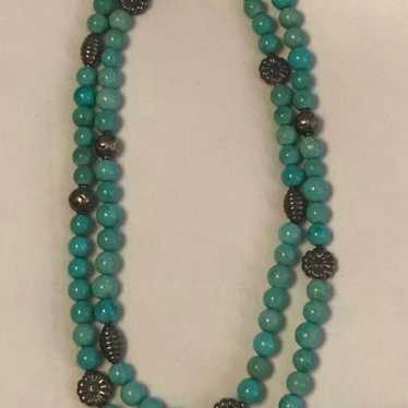 Long NA Hand Strung Turquoise Necklace - image 1