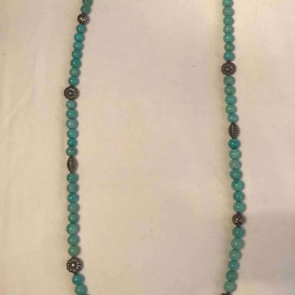 Long NA Hand Strung Turquoise Necklace - image 2