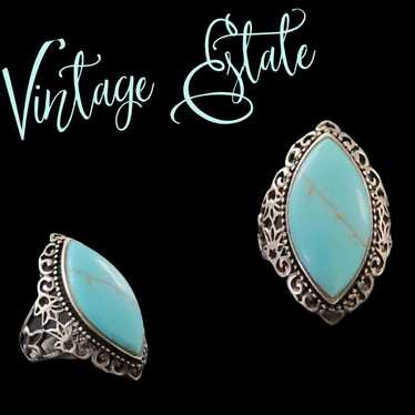 Vintage Estate Sterling Silver Turquoise Ring Size