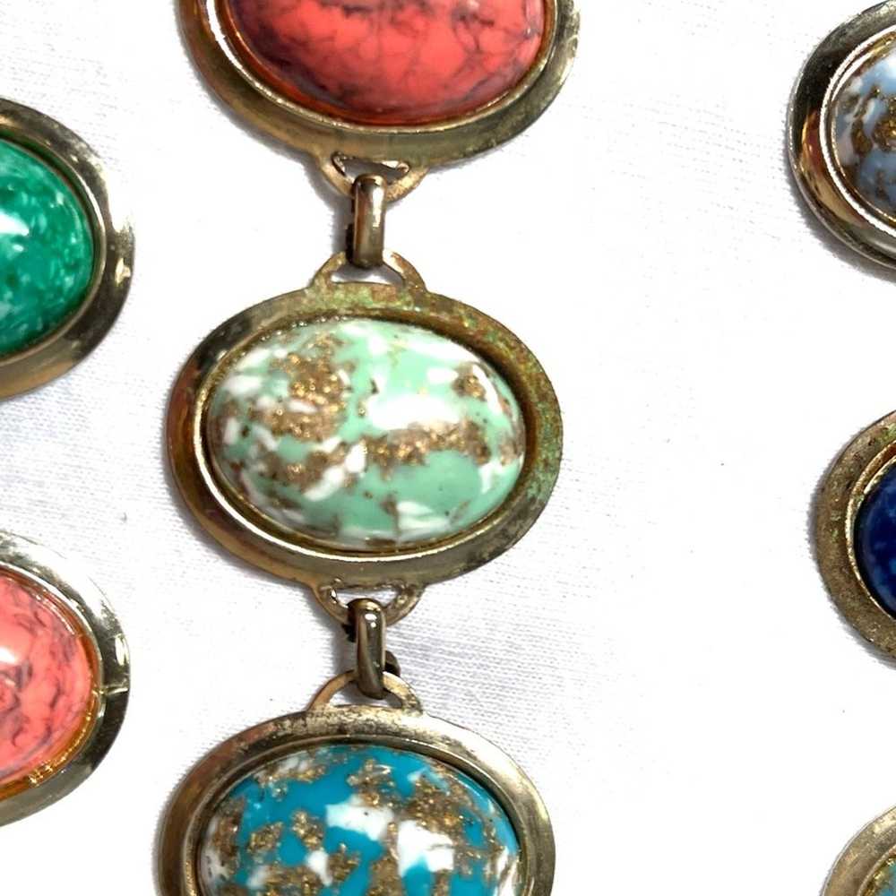Vintage colorful bracelet necklace set. Faux ston… - image 4