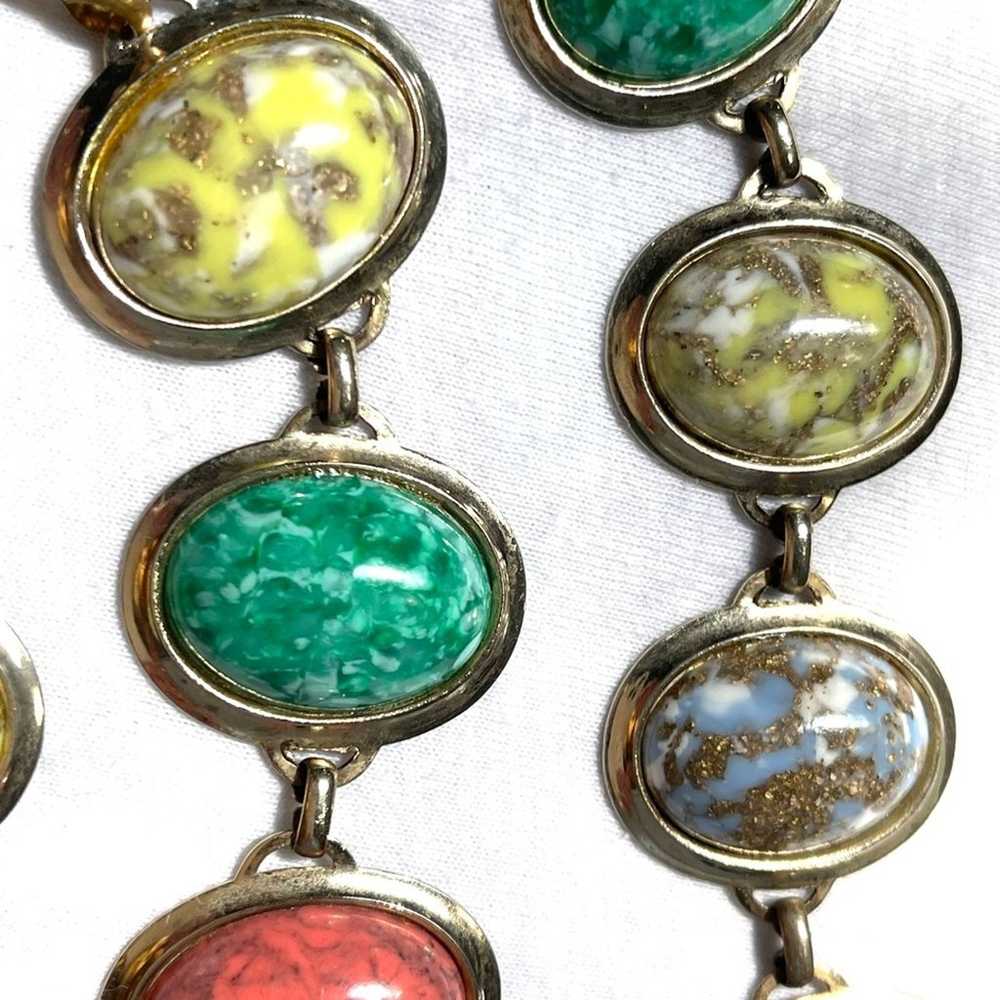 Vintage colorful bracelet necklace set. Faux ston… - image 5