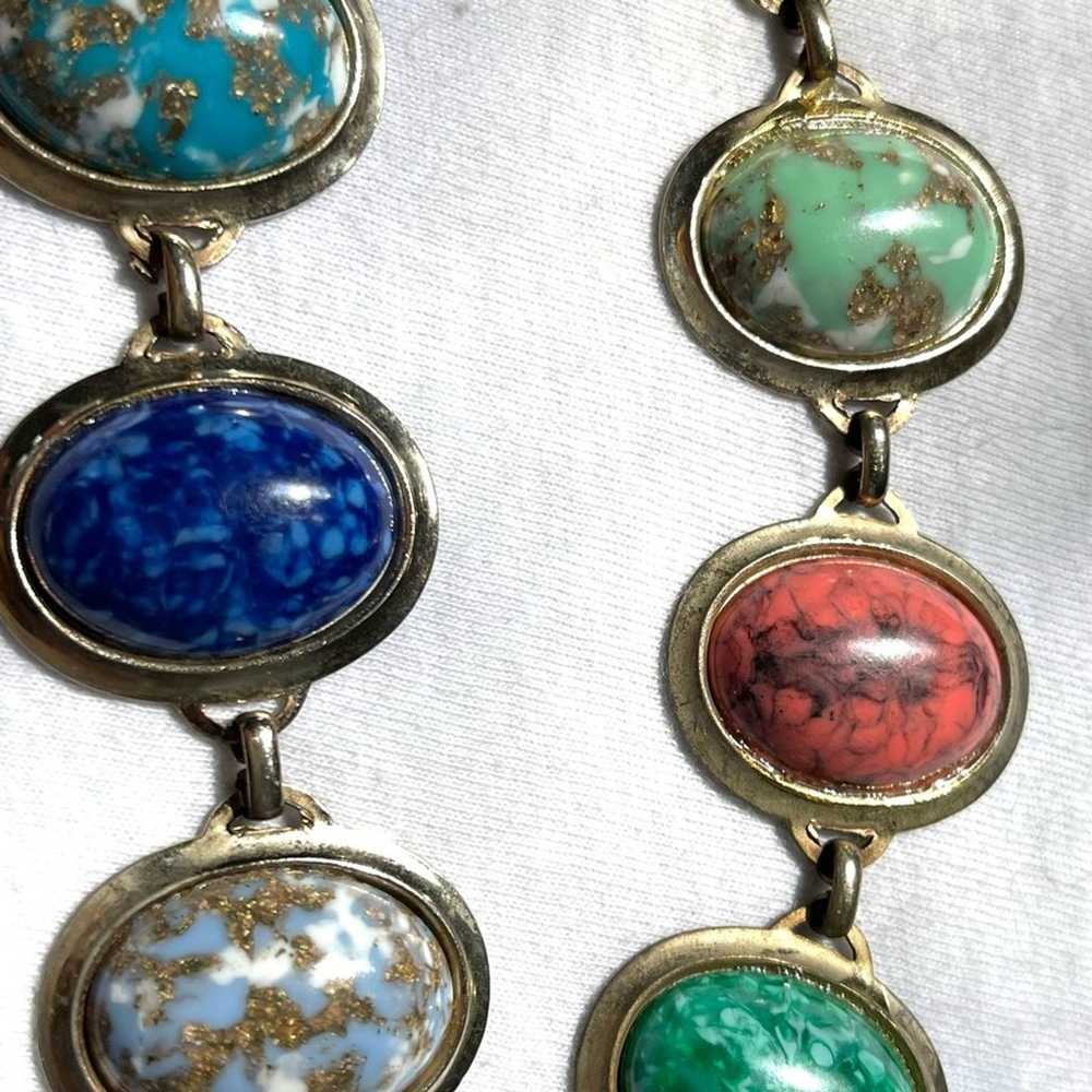 Vintage colorful bracelet necklace set. Faux ston… - image 6