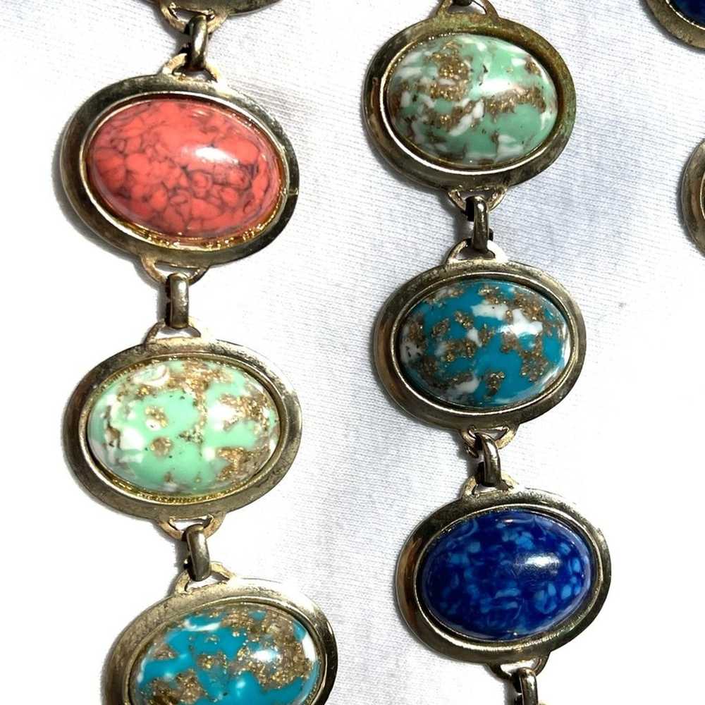Vintage colorful bracelet necklace set. Faux ston… - image 7