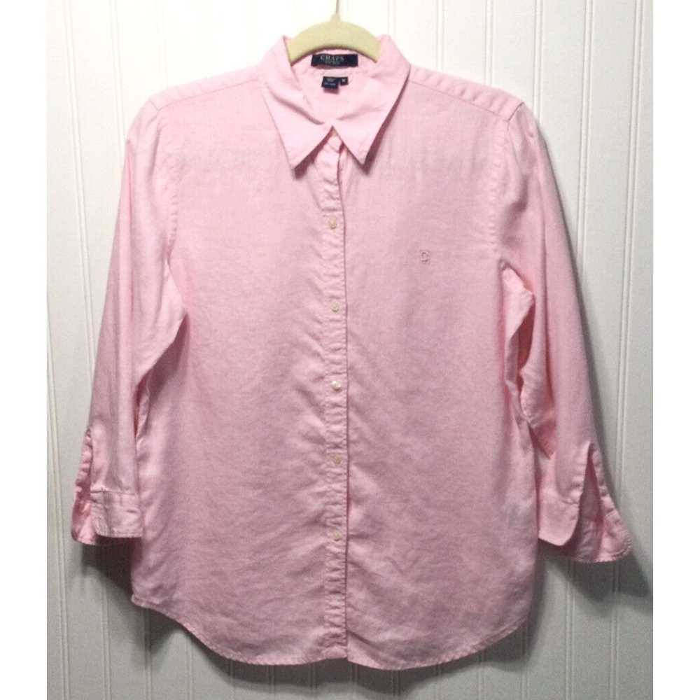 Chaps CHAPS Womens Size Medium Pink Linen Blouse … - image 1