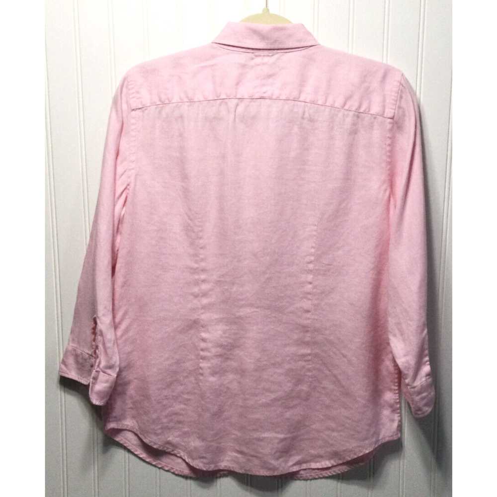 Chaps CHAPS Womens Size Medium Pink Linen Blouse … - image 2