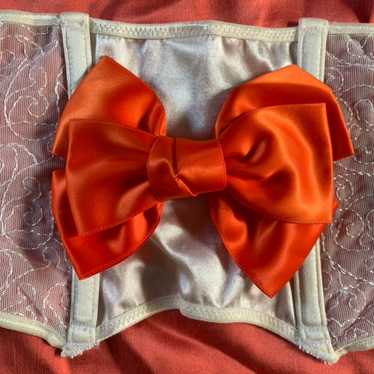 Vintage orange satin bow hair clip - image 1