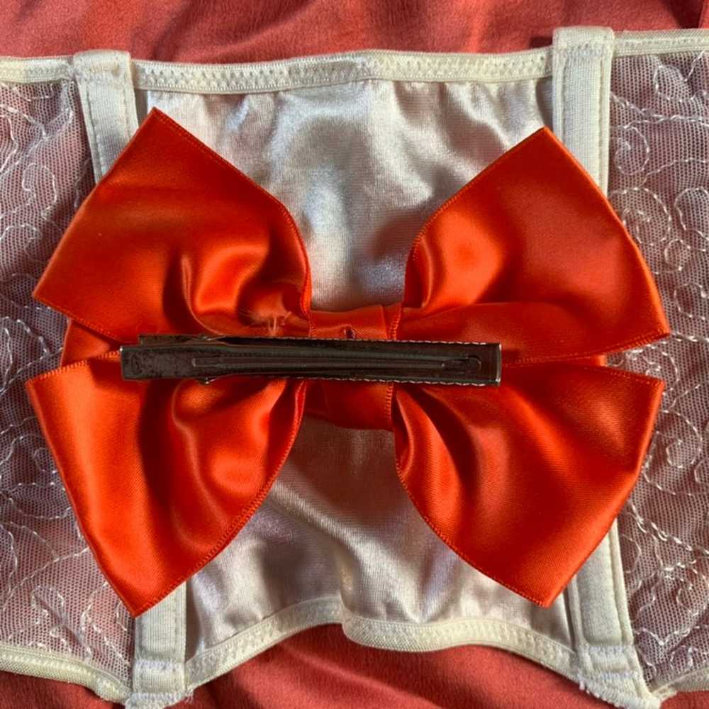 Vintage orange satin bow hair clip - image 2