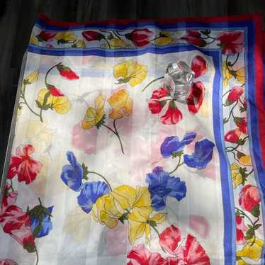 Vintage primary colors floral oblong scarf - image 1
