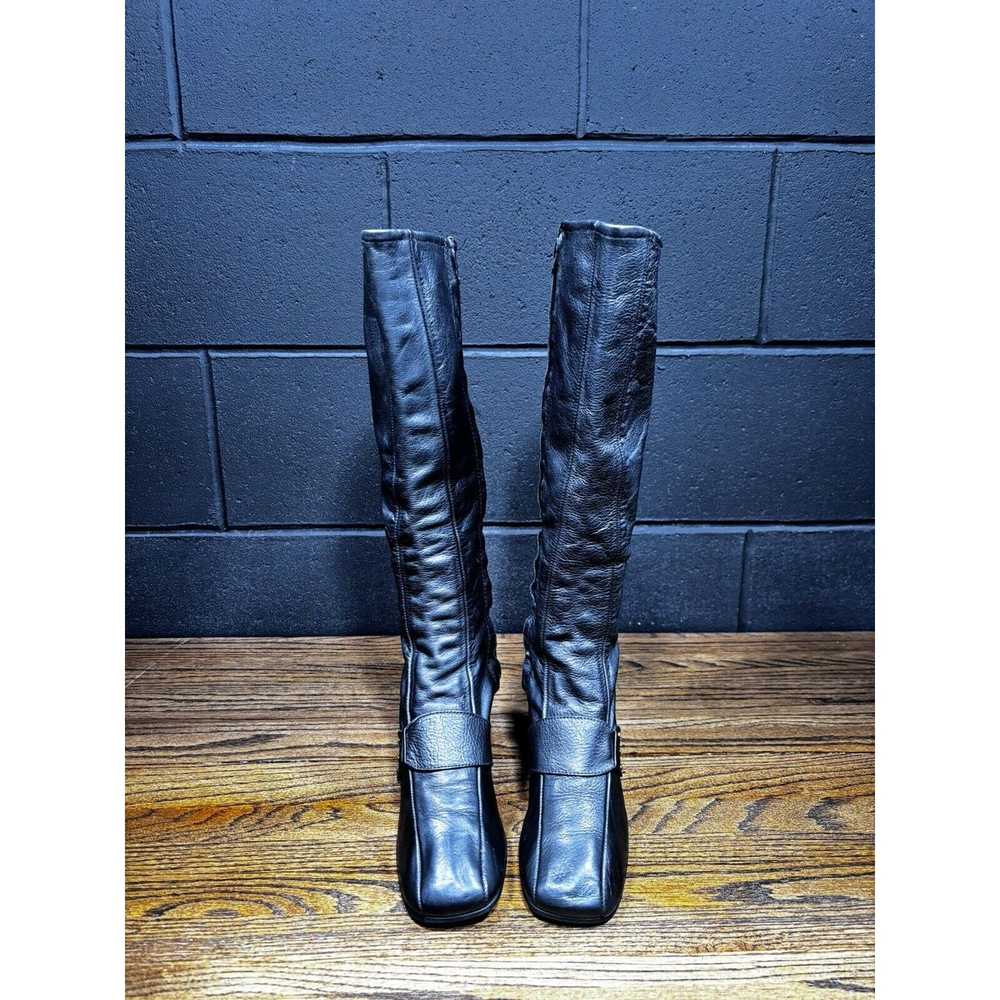 Other 70’s Vintage Black Leather Square Toe Knee … - image 2