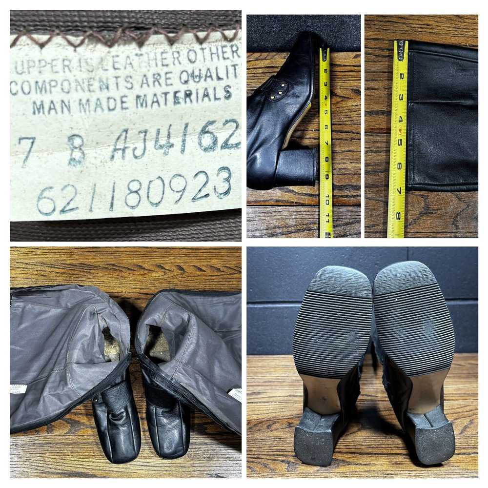 Other 70’s Vintage Black Leather Square Toe Knee … - image 4
