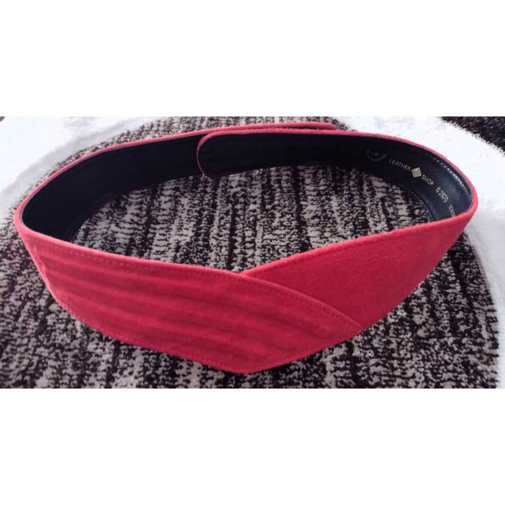 Vintage 80s Sueded Leather Velcro closure Red Ava… - image 2