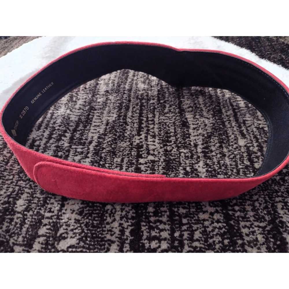 Vintage 80s Sueded Leather Velcro closure Red Ava… - image 4