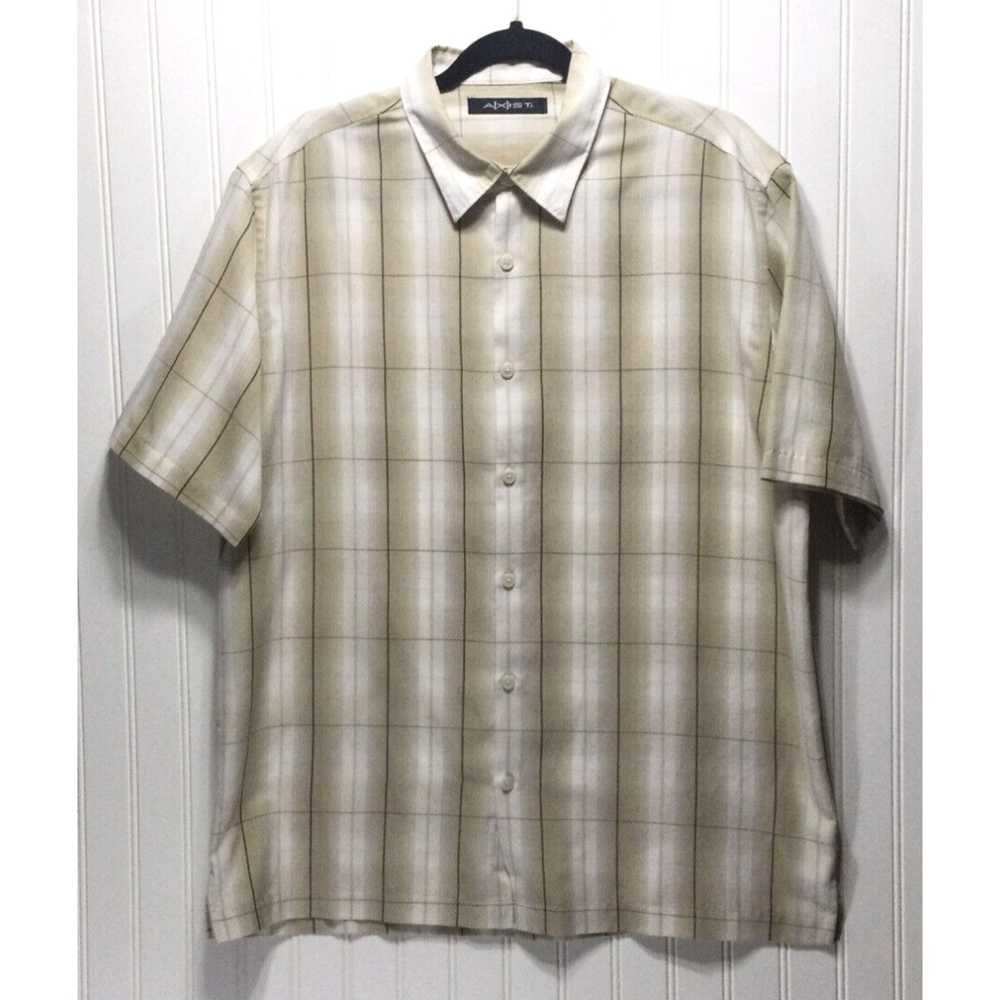 Vintage AXIST Mens Size L Beige Plaid Camp Shirt … - image 1