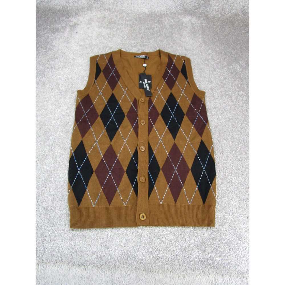 Vintage Paul Jones Sweater Vest Mens Small Brown … - image 1