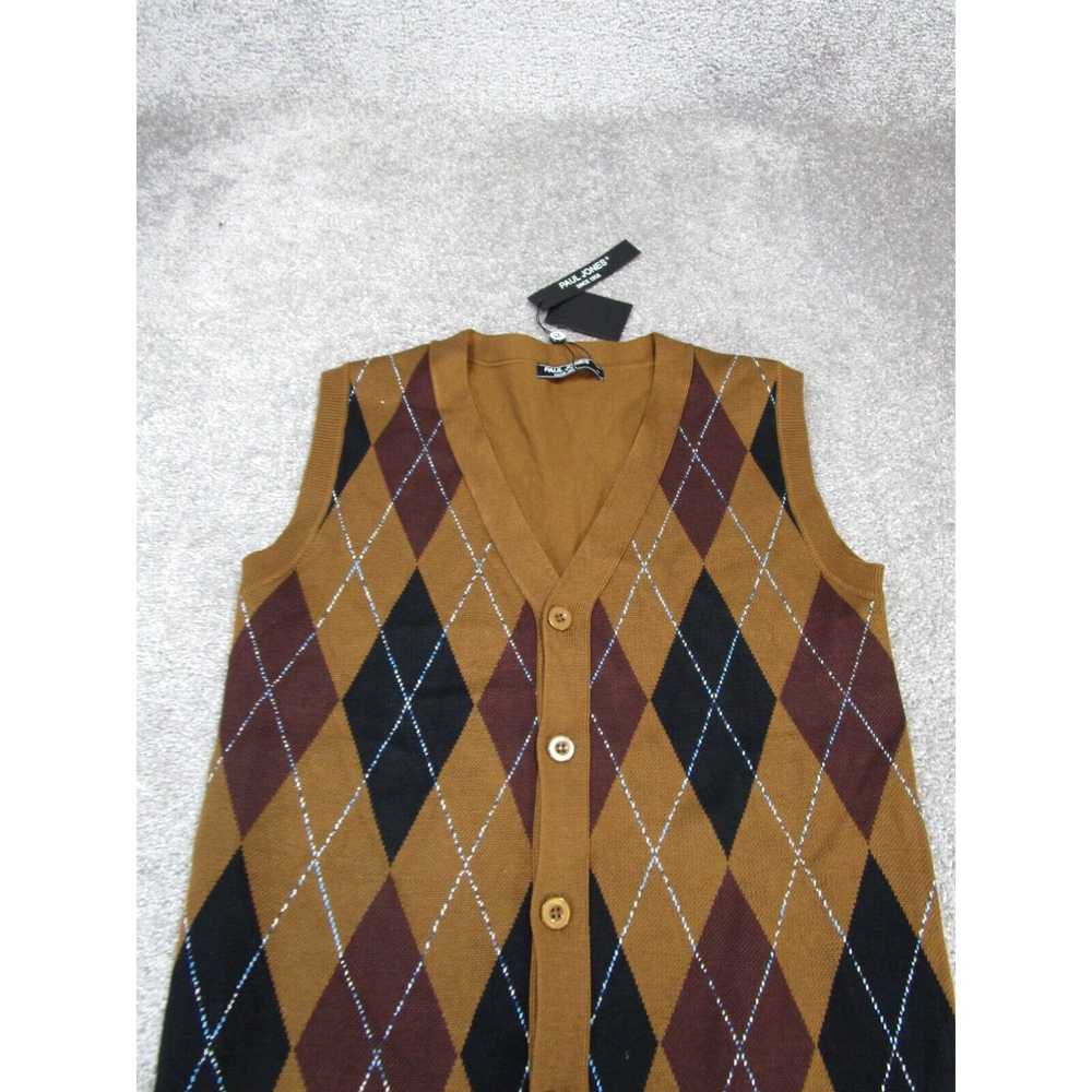 Vintage Paul Jones Sweater Vest Mens Small Brown … - image 2