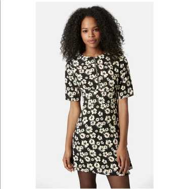 TOPSHOP Pansy Zip Tea Floral Print Dress Size 4