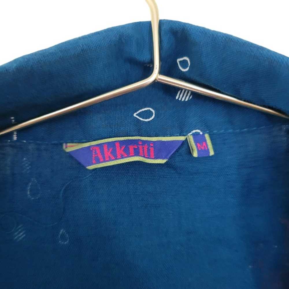 Akkriti 90s Midi Dress Size Medium Blue Linen Ble… - image 6