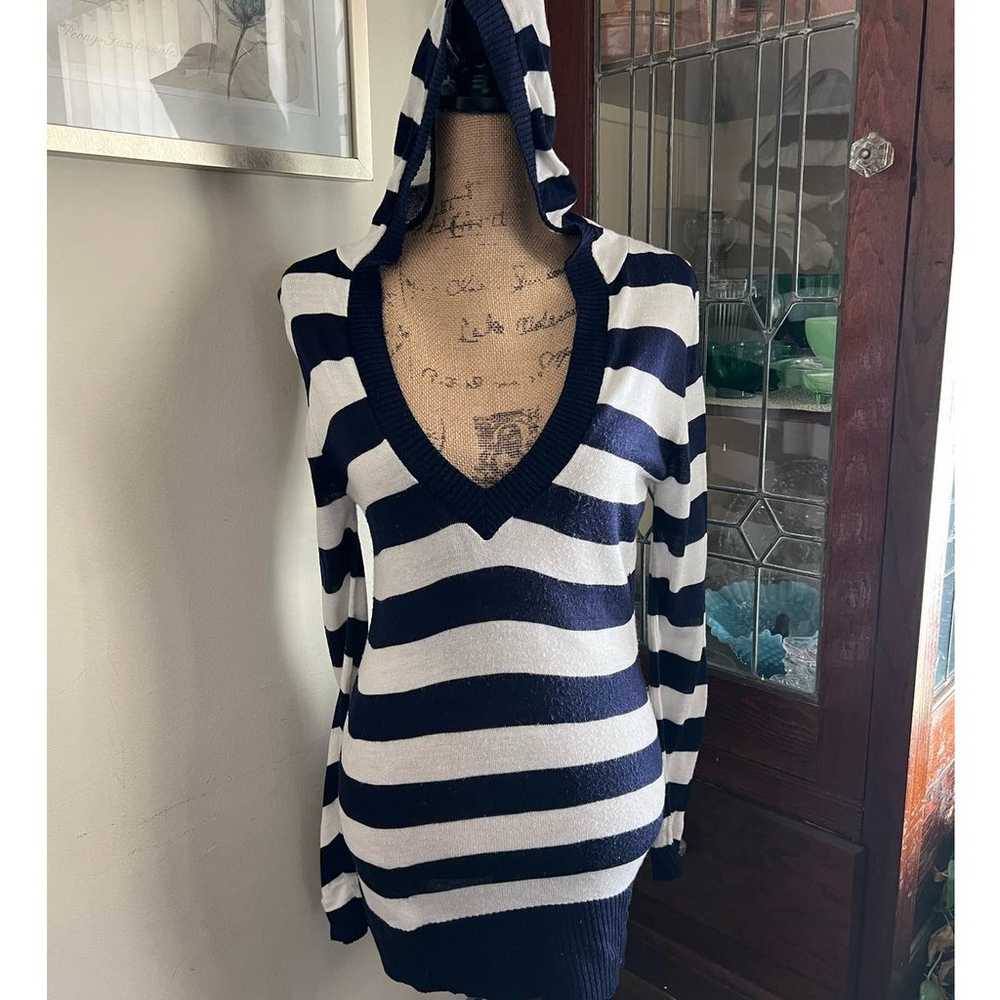 Vintage Deb Sweater Navy Blue and White Striped L… - image 2