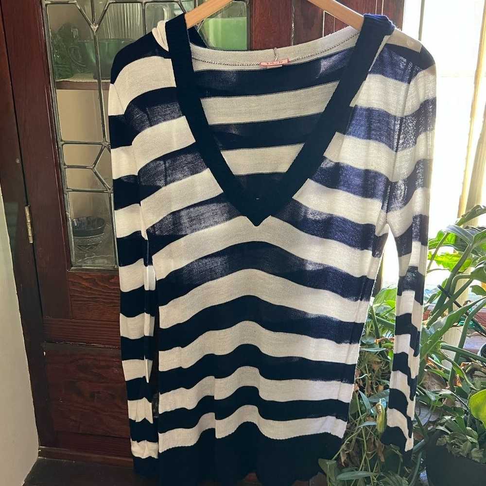 Vintage Deb Sweater Navy Blue and White Striped L… - image 7