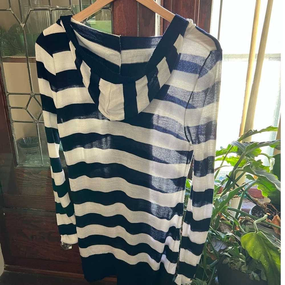 Vintage Deb Sweater Navy Blue and White Striped L… - image 8