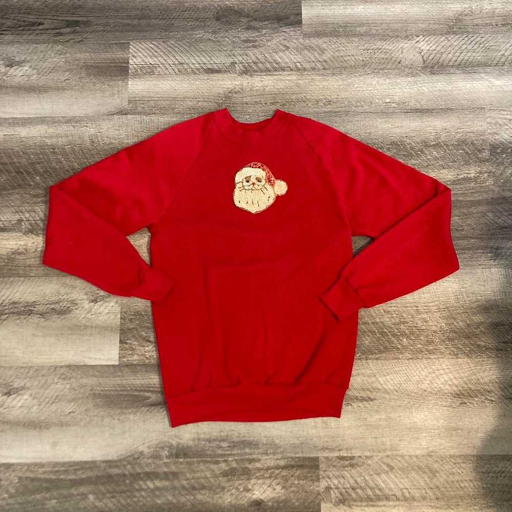 Vintage 80’s Sequined Santa Christmas Crewneck Sw… - image 1