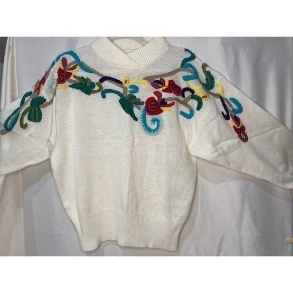Vintage 1980s floral embroidered sweater, women’s… - image 5