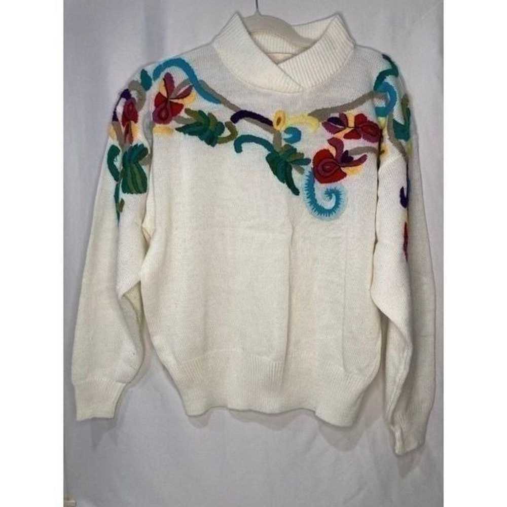 Vintage 1980s floral embroidered sweater, women’s… - image 7