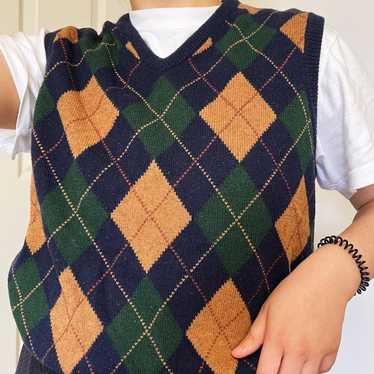vintage argyle sweater vest - image 1