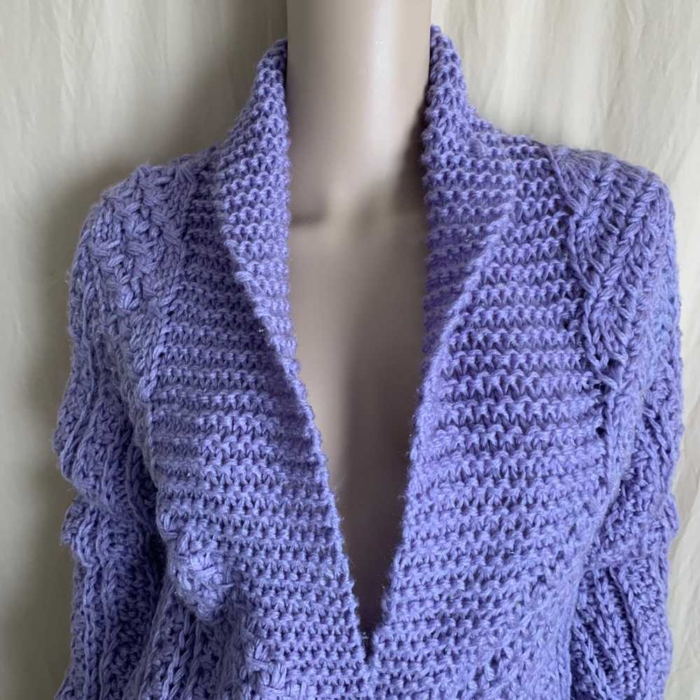 Vintage 80s Sweater Stop Purple Chunky Knit Cardi… - image 3