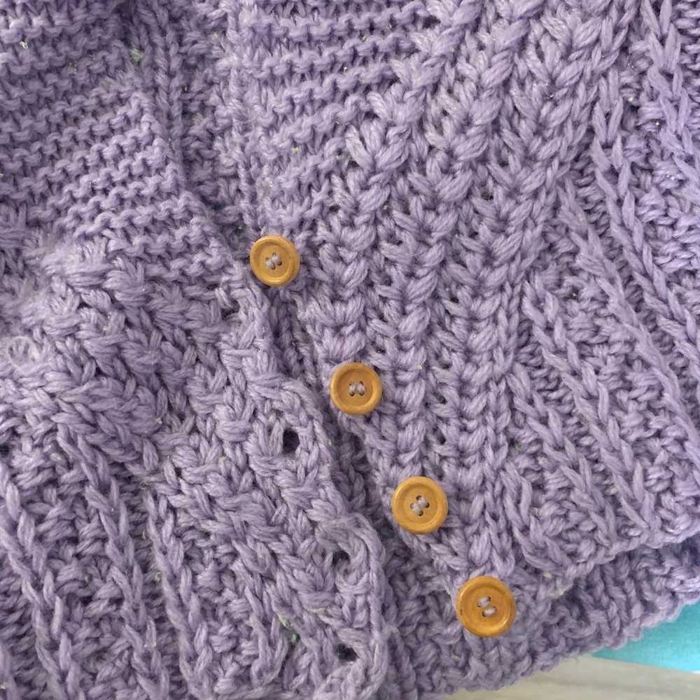 Vintage 80s Sweater Stop Purple Chunky Knit Cardi… - image 8