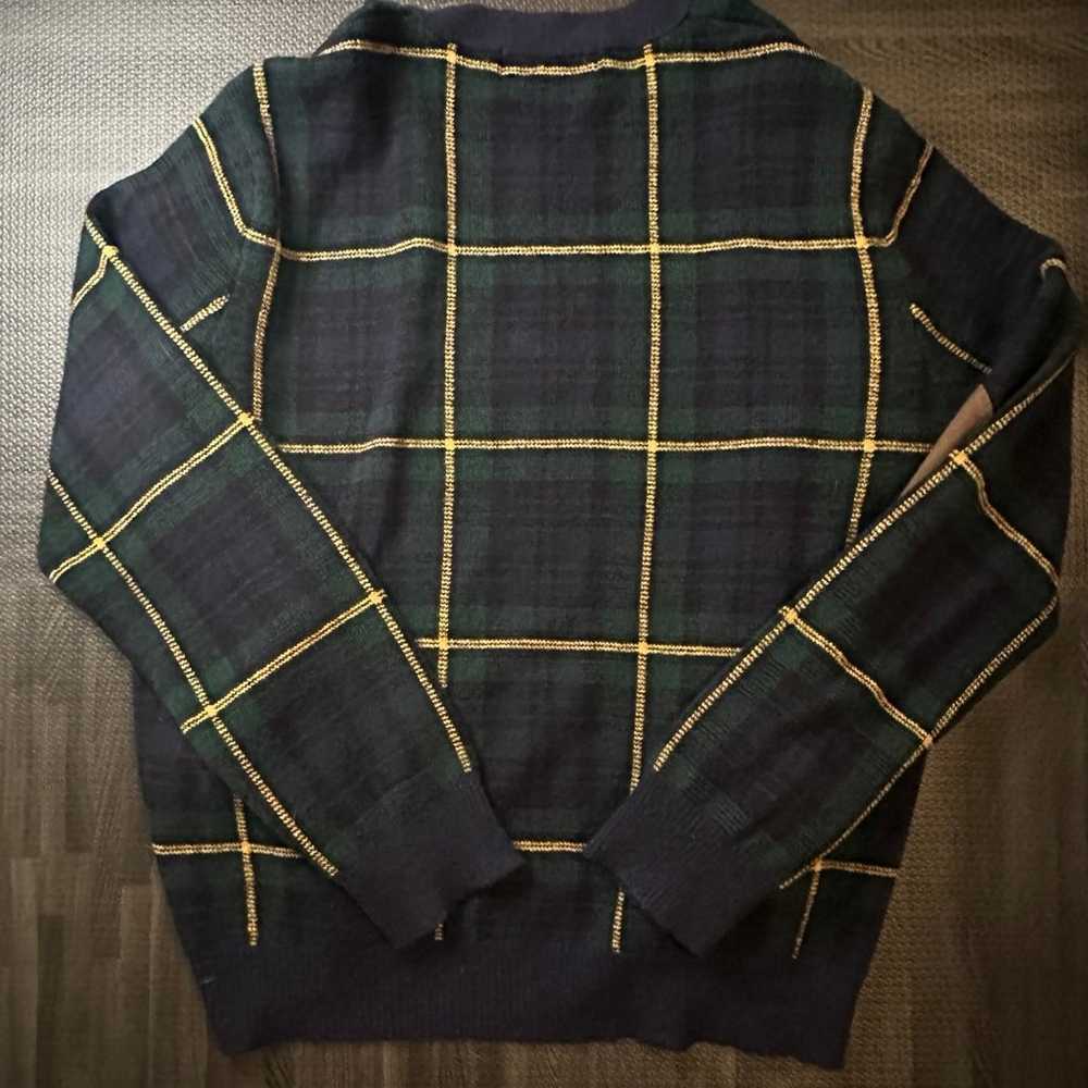 Polo Ralph Lauren Green Plaid Cardigan Leather El… - image 2