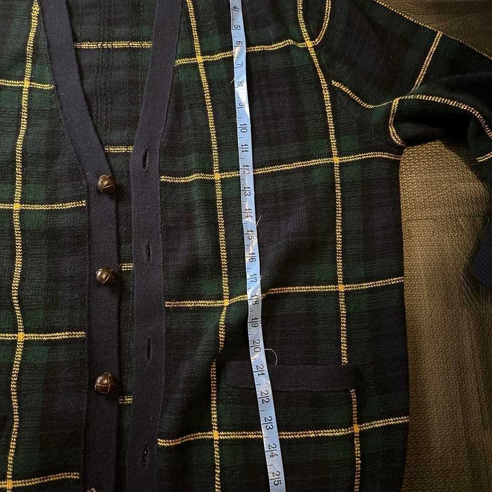 Polo Ralph Lauren Green Plaid Cardigan Leather El… - image 4